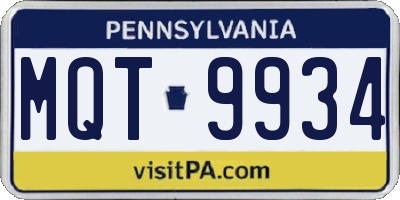 PA license plate MQT9934