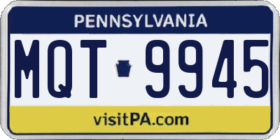 PA license plate MQT9945