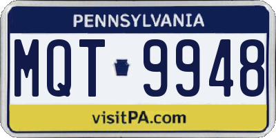 PA license plate MQT9948