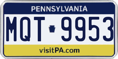 PA license plate MQT9953