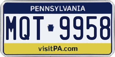 PA license plate MQT9958