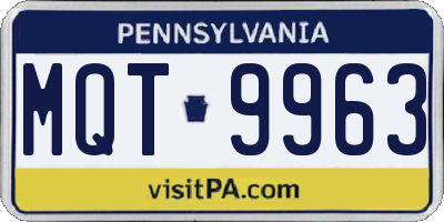 PA license plate MQT9963