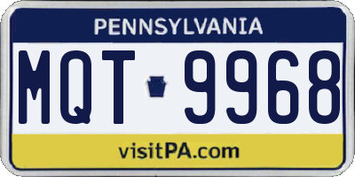 PA license plate MQT9968