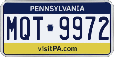 PA license plate MQT9972