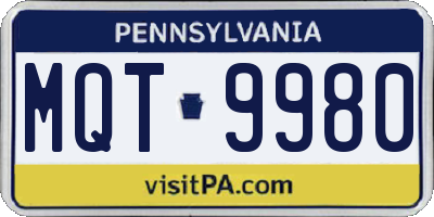 PA license plate MQT9980