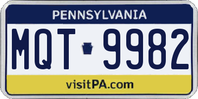 PA license plate MQT9982