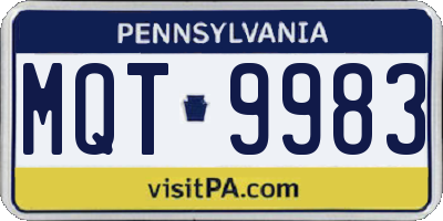 PA license plate MQT9983