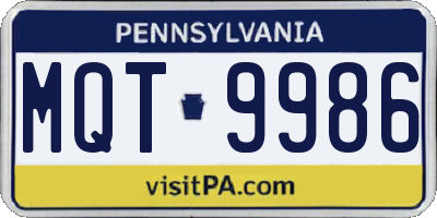 PA license plate MQT9986
