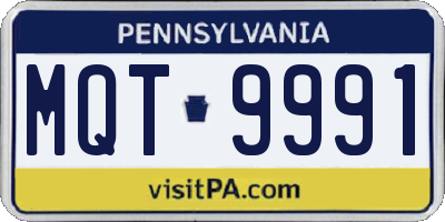 PA license plate MQT9991