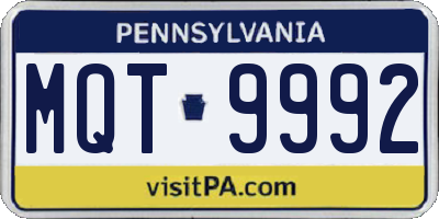 PA license plate MQT9992