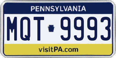 PA license plate MQT9993