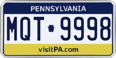 PA license plate MQT9998