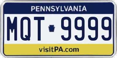 PA license plate MQT9999