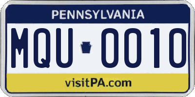 PA license plate MQU0010