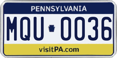 PA license plate MQU0036