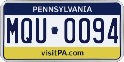 PA license plate MQU0094