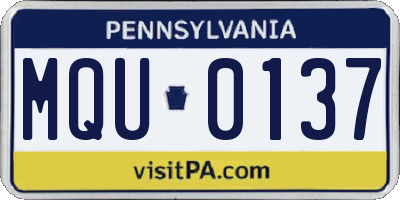 PA license plate MQU0137