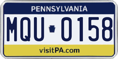 PA license plate MQU0158