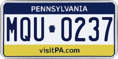 PA license plate MQU0237