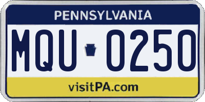 PA license plate MQU0250
