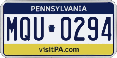 PA license plate MQU0294