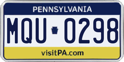 PA license plate MQU0298