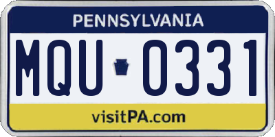 PA license plate MQU0331