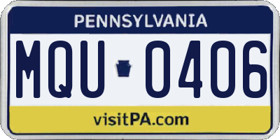 PA license plate MQU0406