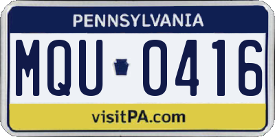 PA license plate MQU0416