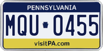 PA license plate MQU0455