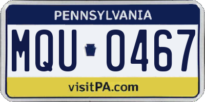 PA license plate MQU0467