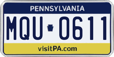 PA license plate MQU0611