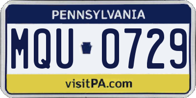 PA license plate MQU0729