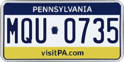 PA license plate MQU0735