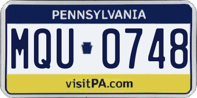 PA license plate MQU0748
