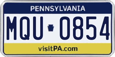PA license plate MQU0854
