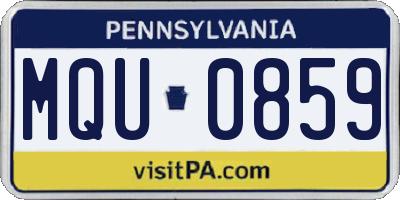 PA license plate MQU0859