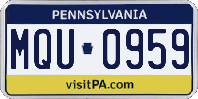 PA license plate MQU0959