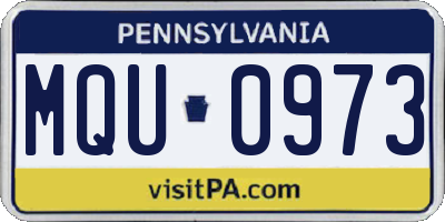 PA license plate MQU0973