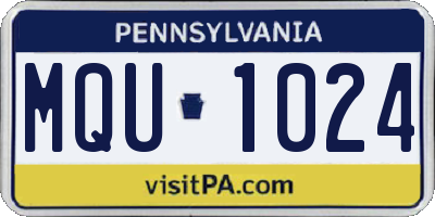 PA license plate MQU1024