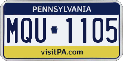 PA license plate MQU1105