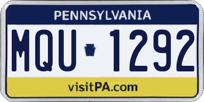 PA license plate MQU1292