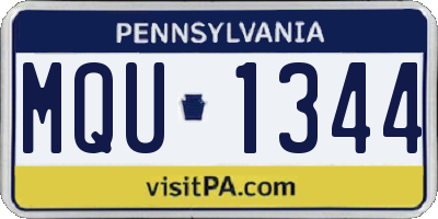 PA license plate MQU1344