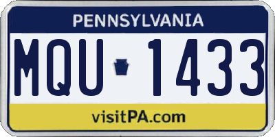 PA license plate MQU1433