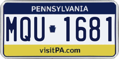 PA license plate MQU1681