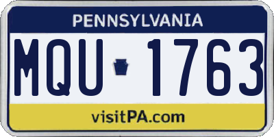 PA license plate MQU1763