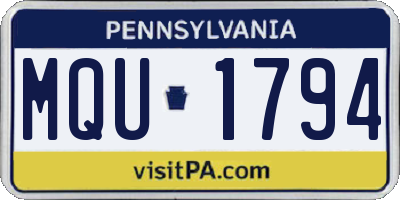 PA license plate MQU1794