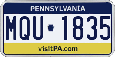 PA license plate MQU1835