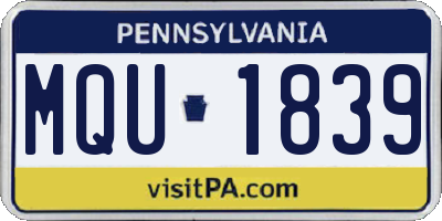 PA license plate MQU1839