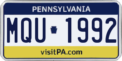 PA license plate MQU1992